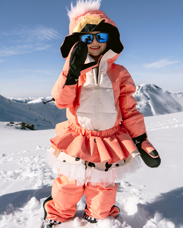 WATERPROOF WINTER SUIT WITH GROW SIZE, FLAMINGO WITH SKIRT