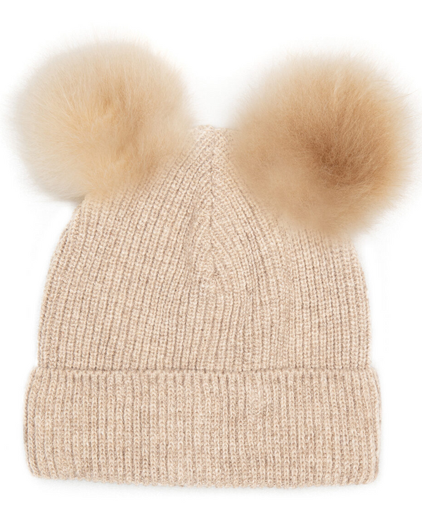 WOOL HAT WITH ALPACA POMPOMS