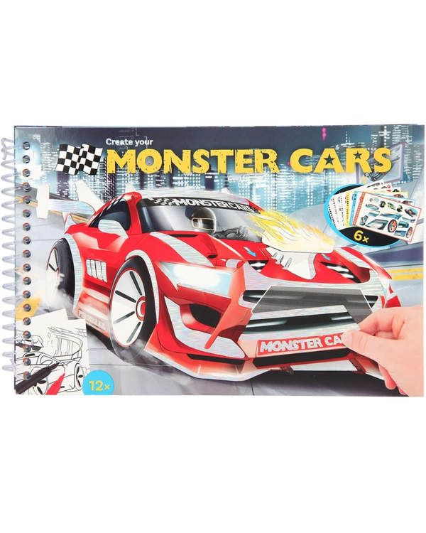 MONSTER CARS CREATIVE COLORING BOOK WITH STICKERS